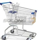 Metal Supermarket Shopping Trolley Hand Carts Chrome Plated Surface Treatment