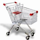 180 Litres Volume Supermarket Shopping Trolley Cart With Flat / Travelator Caster